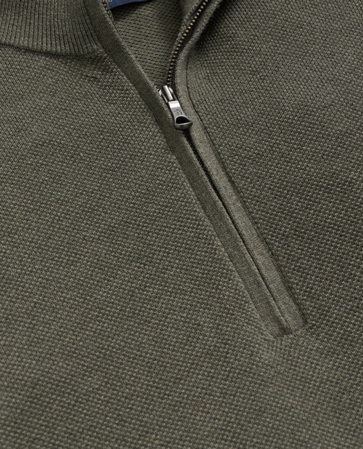 Supima Cotton Pique Quarter-Zip Sweater