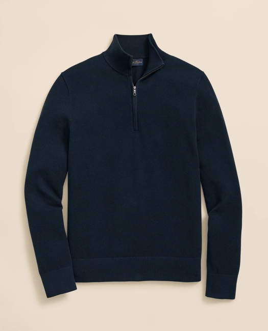 Supima Cotton Pique Half-Zip Sweater