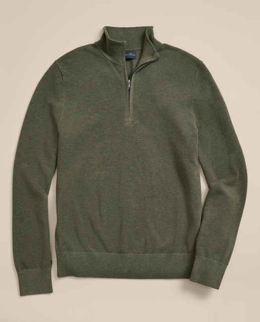 Supima Cotton Pique Quarter-Zip Sweater