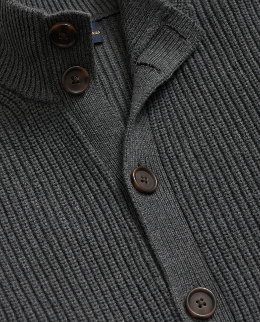 Supima Cotton Ribbed Mock Neck Cardigan