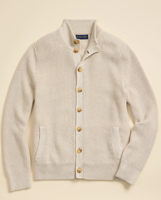 Supima Cotton Ribbed Mock Neck Cardigan
