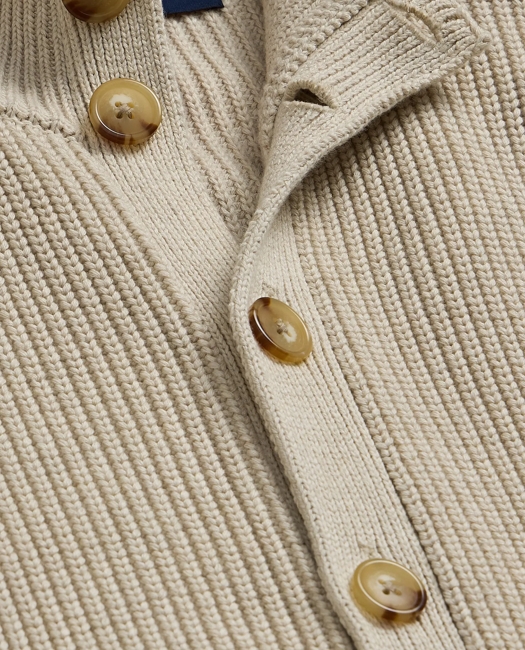 Supima Cotton Ribbed Mock Neck Cardigan