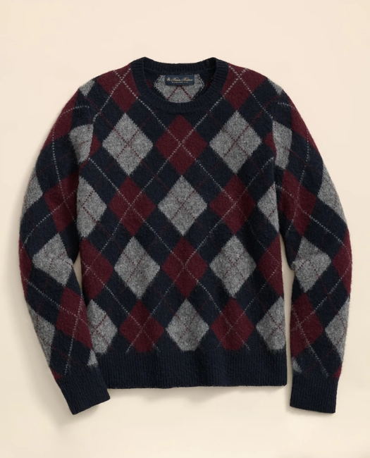 Brushed Wool Argyle Sweater