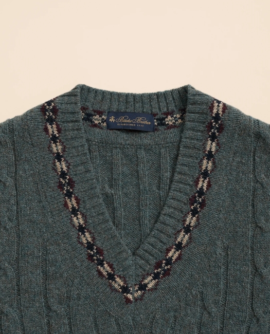 Shetland Wool Fair-Isle Tipped Archive Tennis Vest