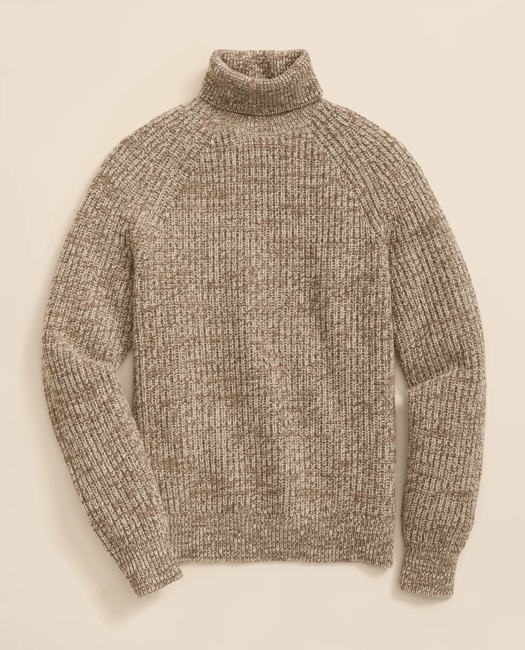Merino-Cashmere Marled English-Rib Turtleneck
