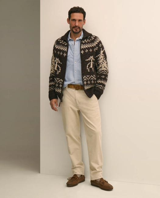 Donegal Wool Emblem Chunky Zip Cardigan Sweater