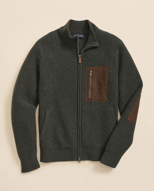Merino Wool Military Full-Zip Sweater