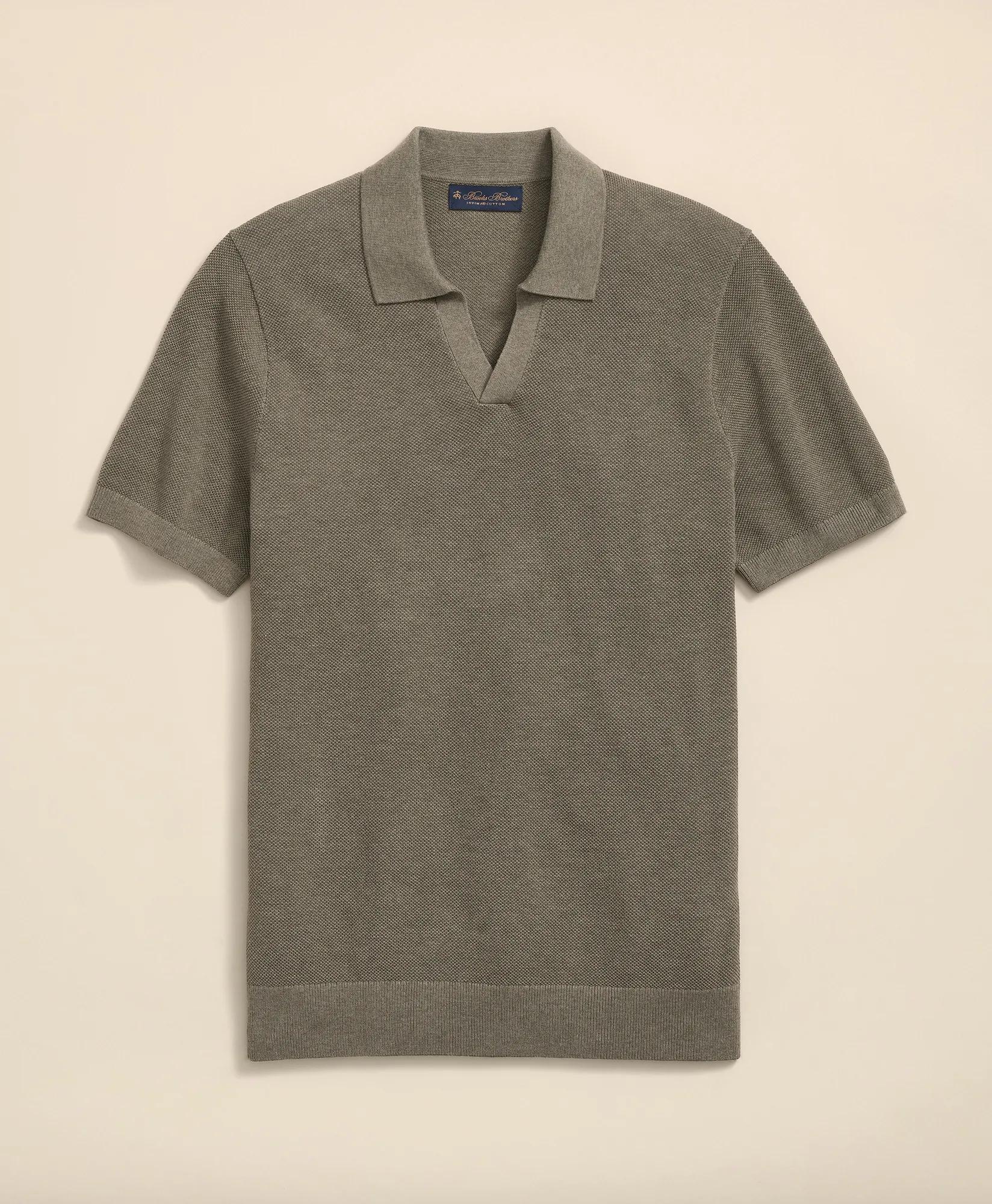Supima Cotton Johnny Collar Sweater - Green
