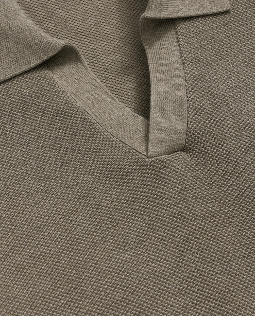 Supima Cotton Pique Johnny Collar Sweater Shirt