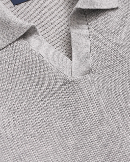 Supima Cotton Pique Johnny Collar Sweater Shirt