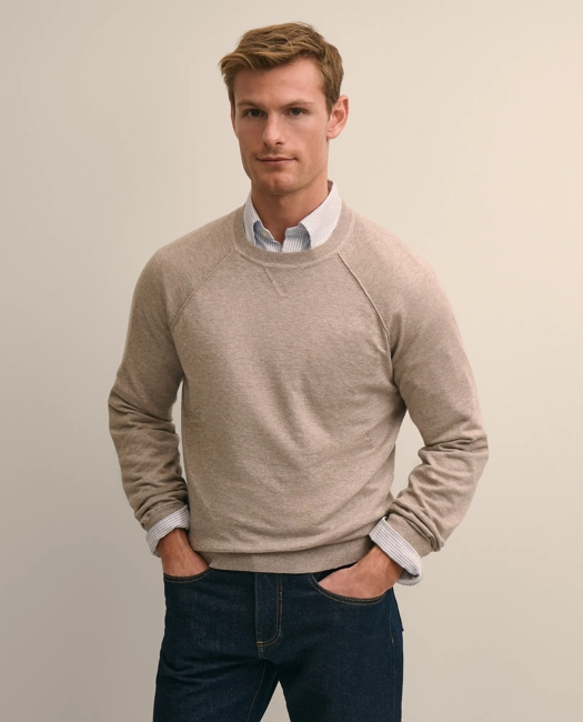 Linen-Cotton-Cashmere Sweatshirt Sweater - Khaki