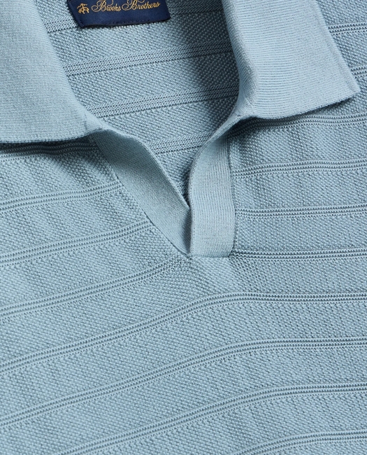Supima Cotton Engineered-Stripe Johnny Collar Sweater