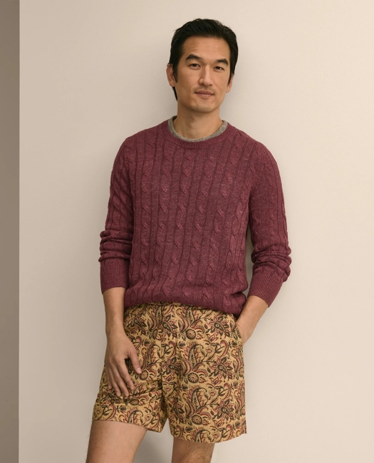 Linen Cable Knit Sweater - Cranberry