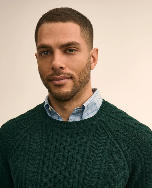 Merino Wool Aran Knit Sweater