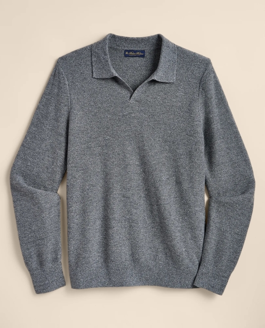 Silk Shetland-Texture Johnny Collar Sweater