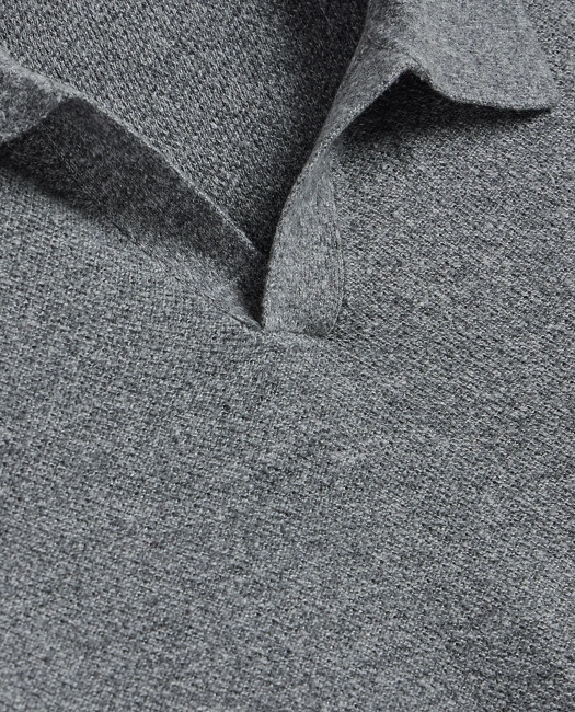 Silk Shetland-Texture Johnny Collar Sweater