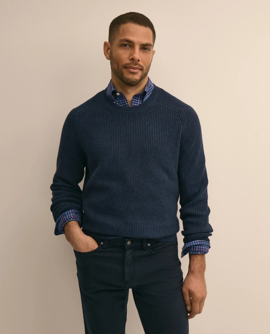 Supima Cotton English Rib Sweater - Blue