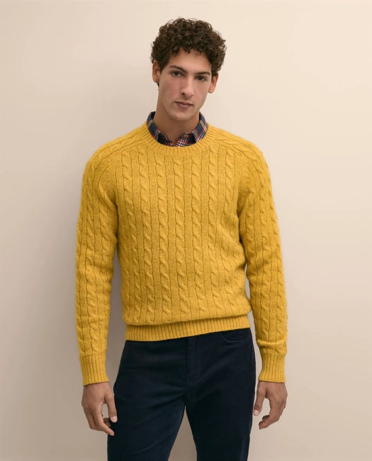 Shetland Wool Cable Knit Sweater