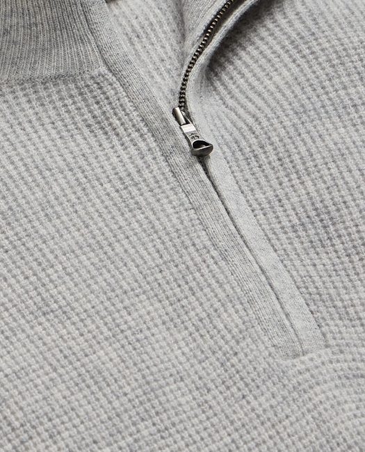 Cashmere Waffle-Knit Quarter-Zip Sweater