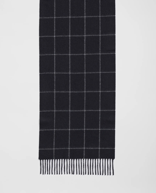 Cashmere Windowpane Fringe Scarf