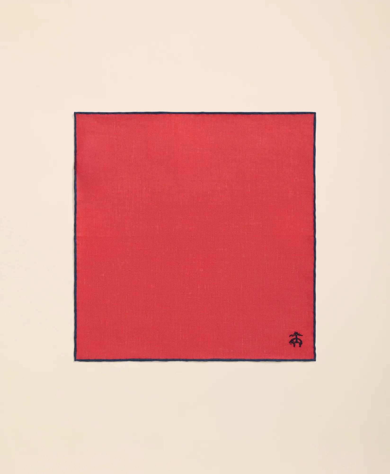 Linen Jacquard Pocket Square Tie - Medium Red