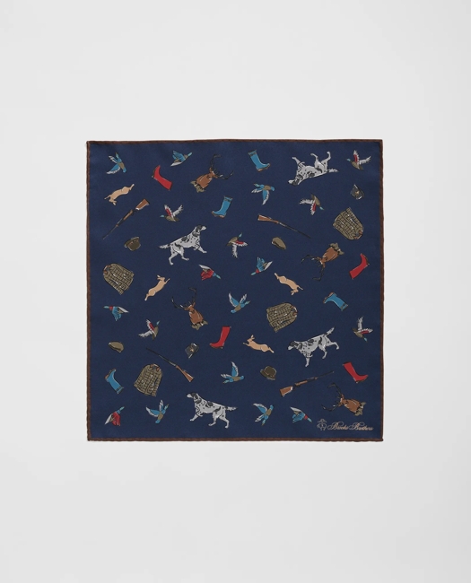 Country Motif Silk Pocket Square Tie