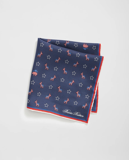 Donkey Motif Silk Pocket Square Tie