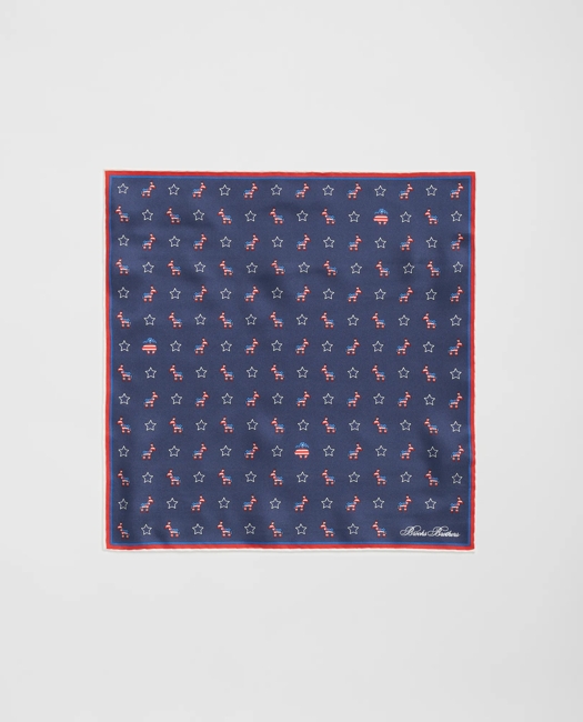 Donkey Motif Silk Pocket Square Tie