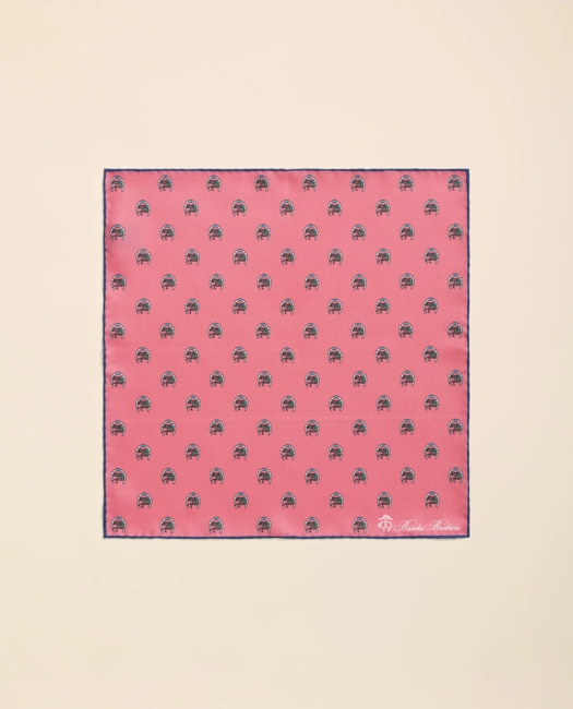 Silk Equestrian Motif Pocket Square Tie