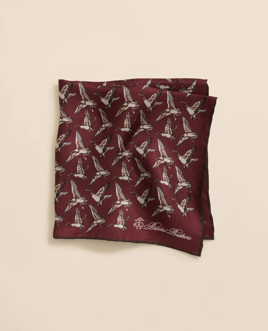 Duck Motif Silk Pocket Square Tie