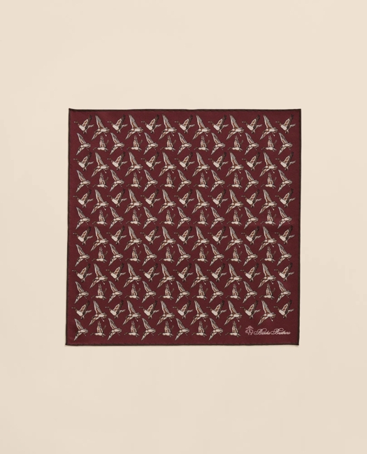 Duck Motif Silk Pocket Square Tie