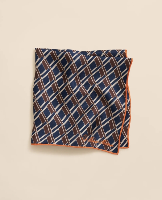Diamond Motif Silk Pocket Square Tie
