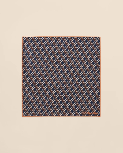 Diamond Motif Silk Pocket Square Tie