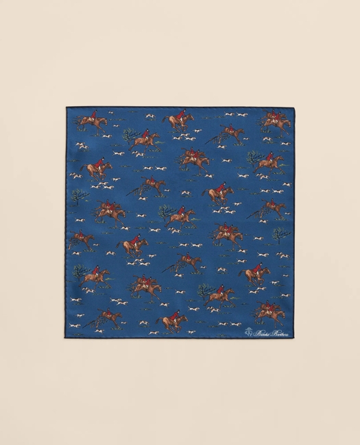 Equestrian Motif Silk Pocket Square Tie