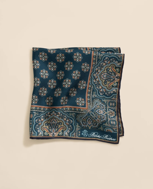 Ornate Motif Silk Pocket Square Tie