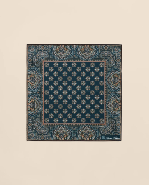 Ornate Motif Silk Pocket Square Tie