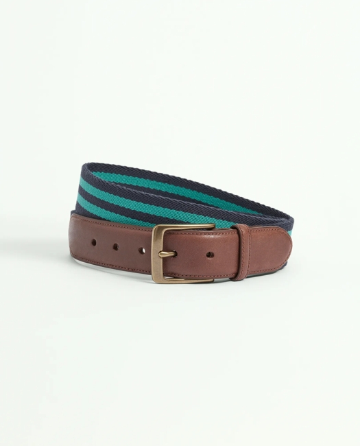 Webbed Cotton Belt With Brass-Tone Buckle