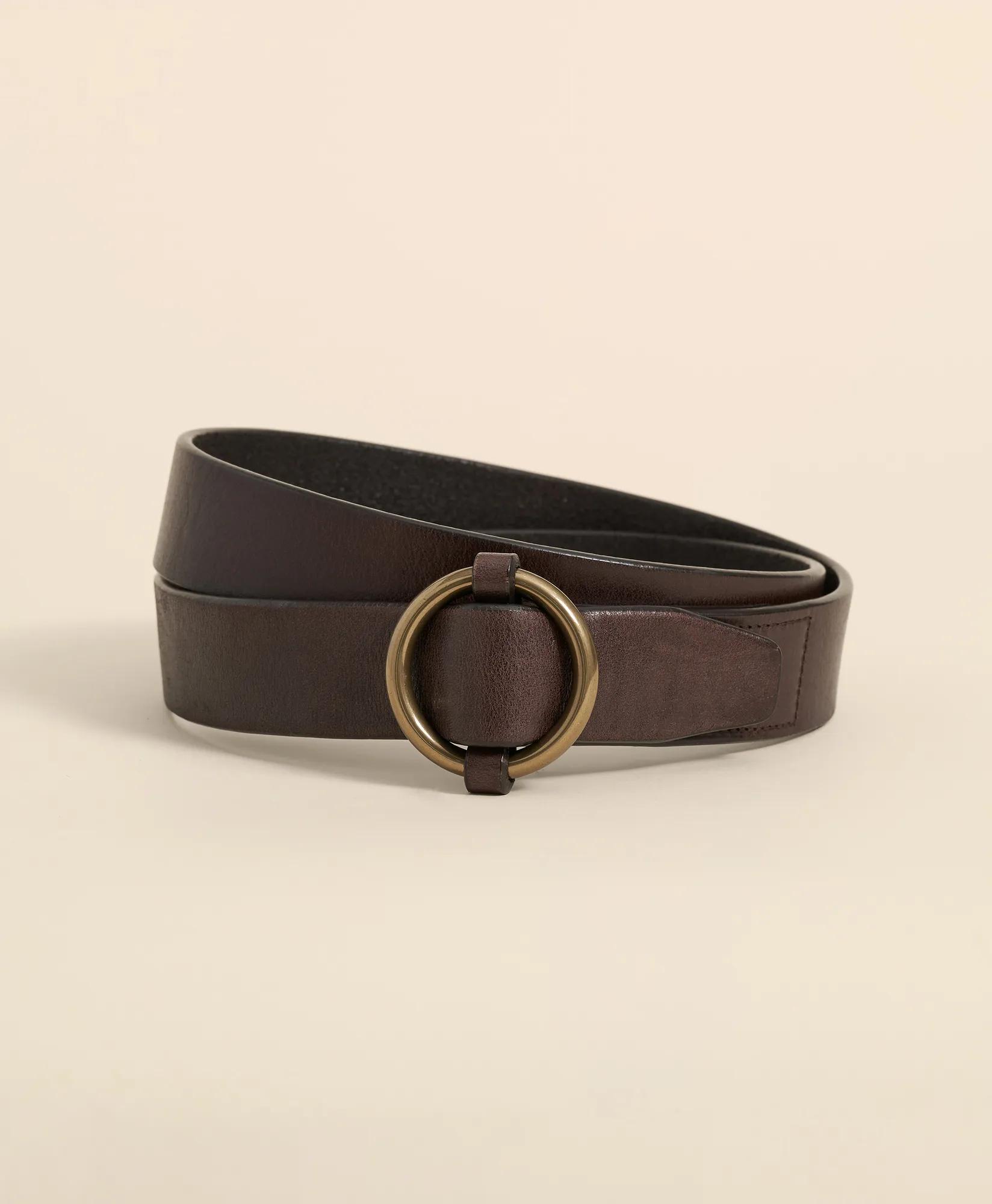 Leather Round Buckle Belt