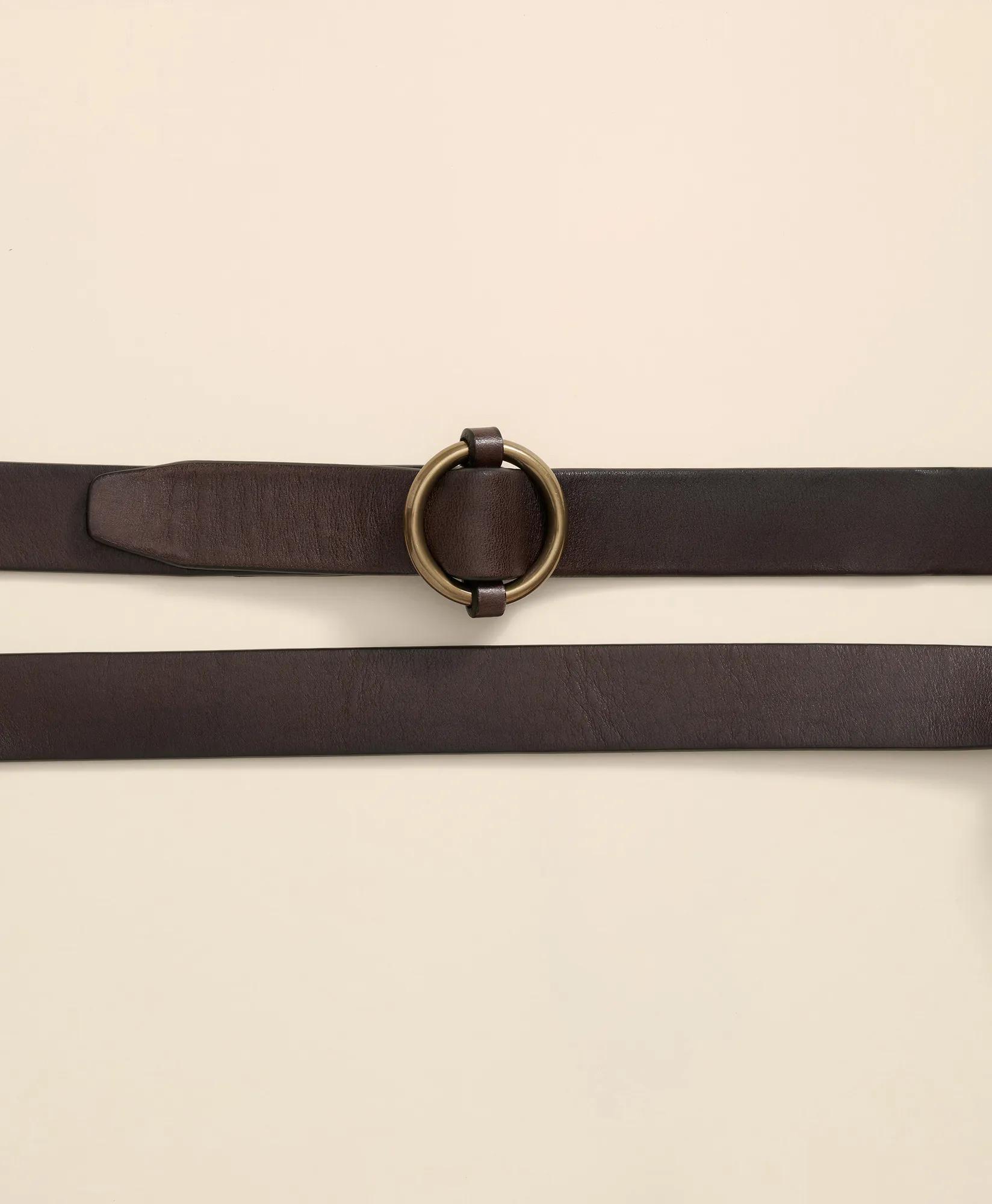 Leather Round Buckle Belt