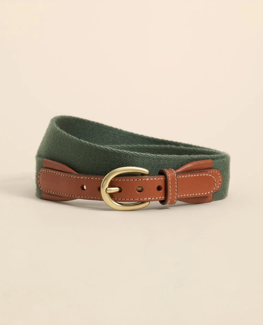 Webbed Leather-Accent Belt