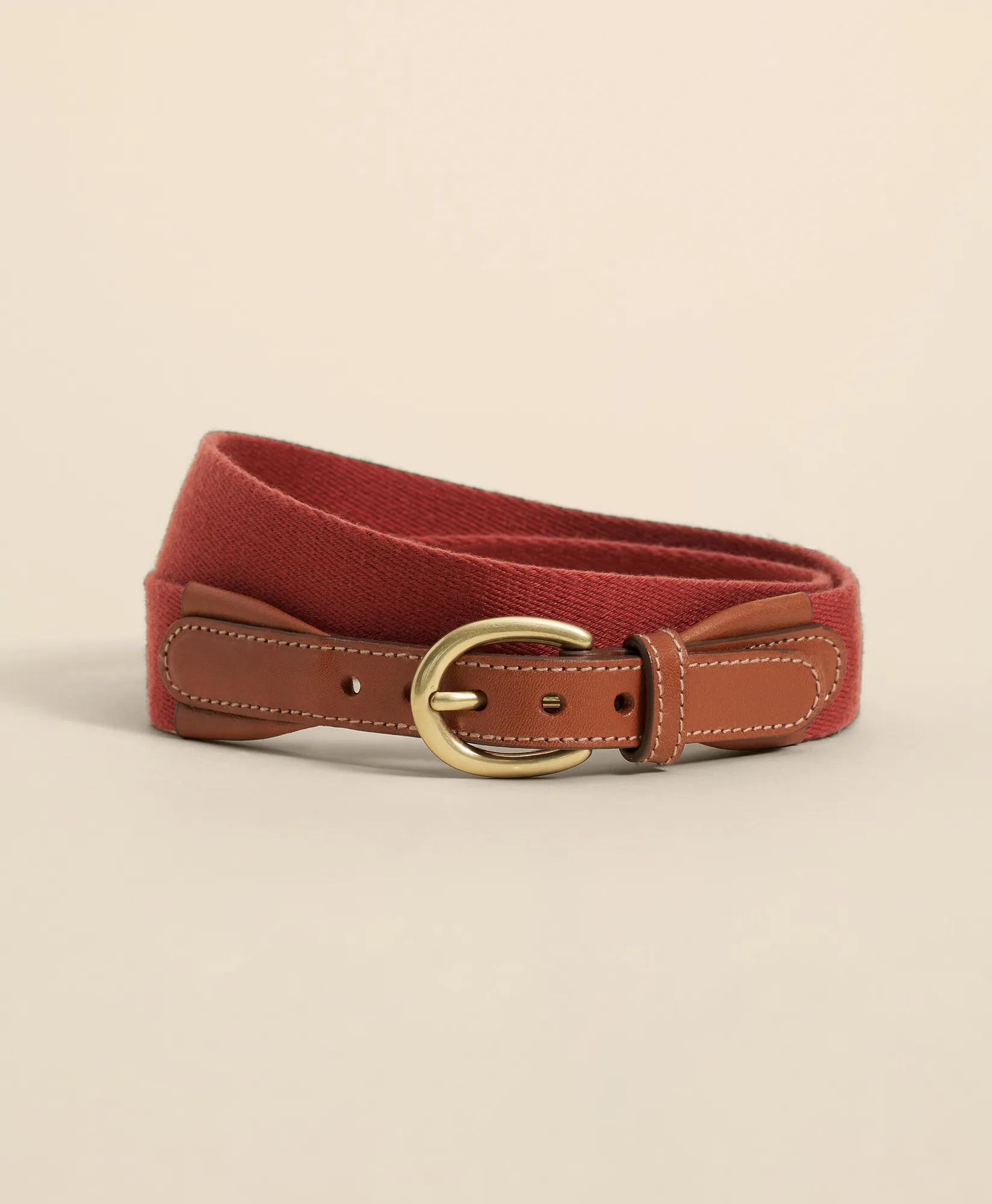 Webbed Leather-Accent Belt