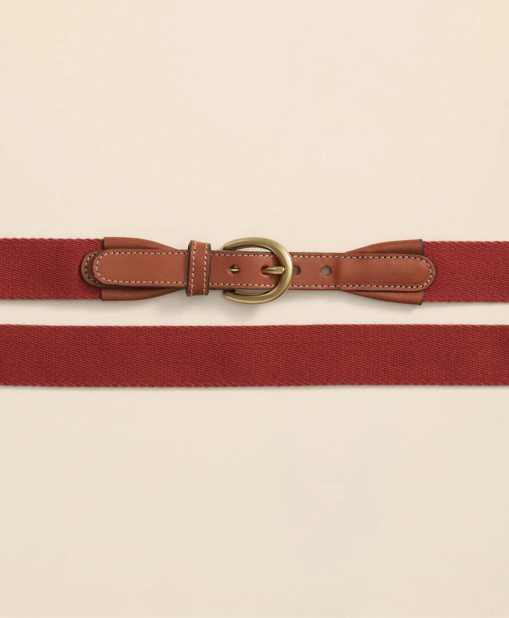 Webbed Leather-Accent Belt