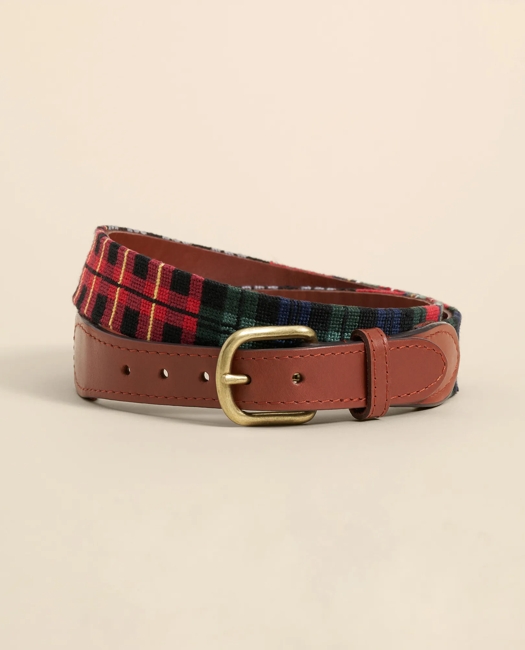 Smathers & Branson Needlepoint Plaid Belt