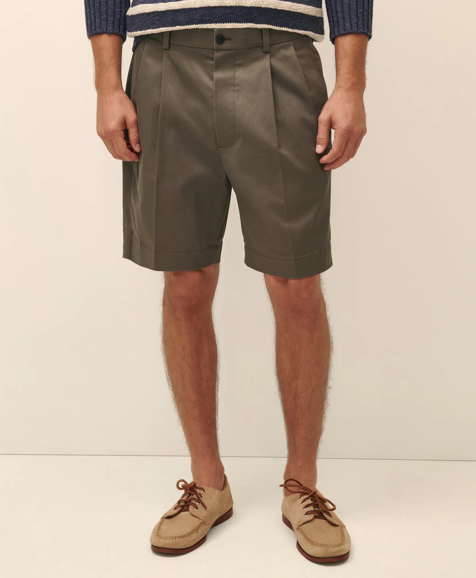 8" Pleat Front Stretch Advantage Chino Shorts - Grey