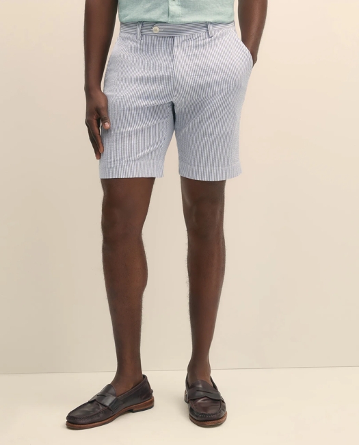 9" Cotton Seersucker Stripe Shorts