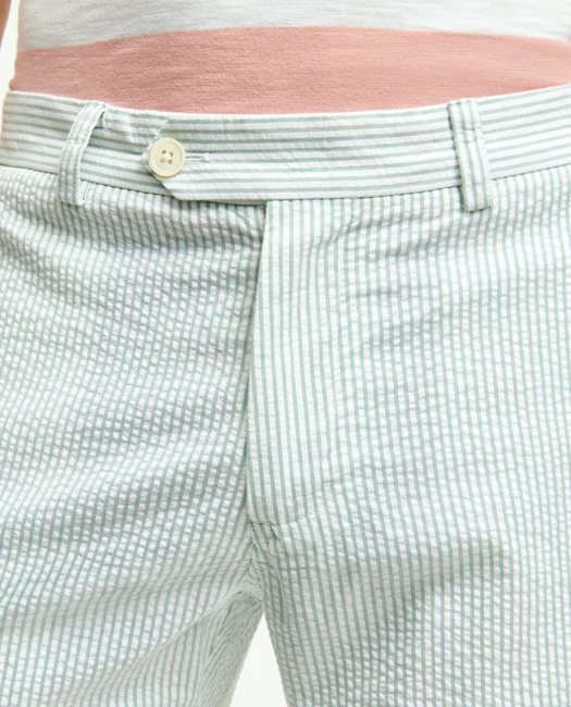 Washed Stretch Cotton Seersucker Shorts