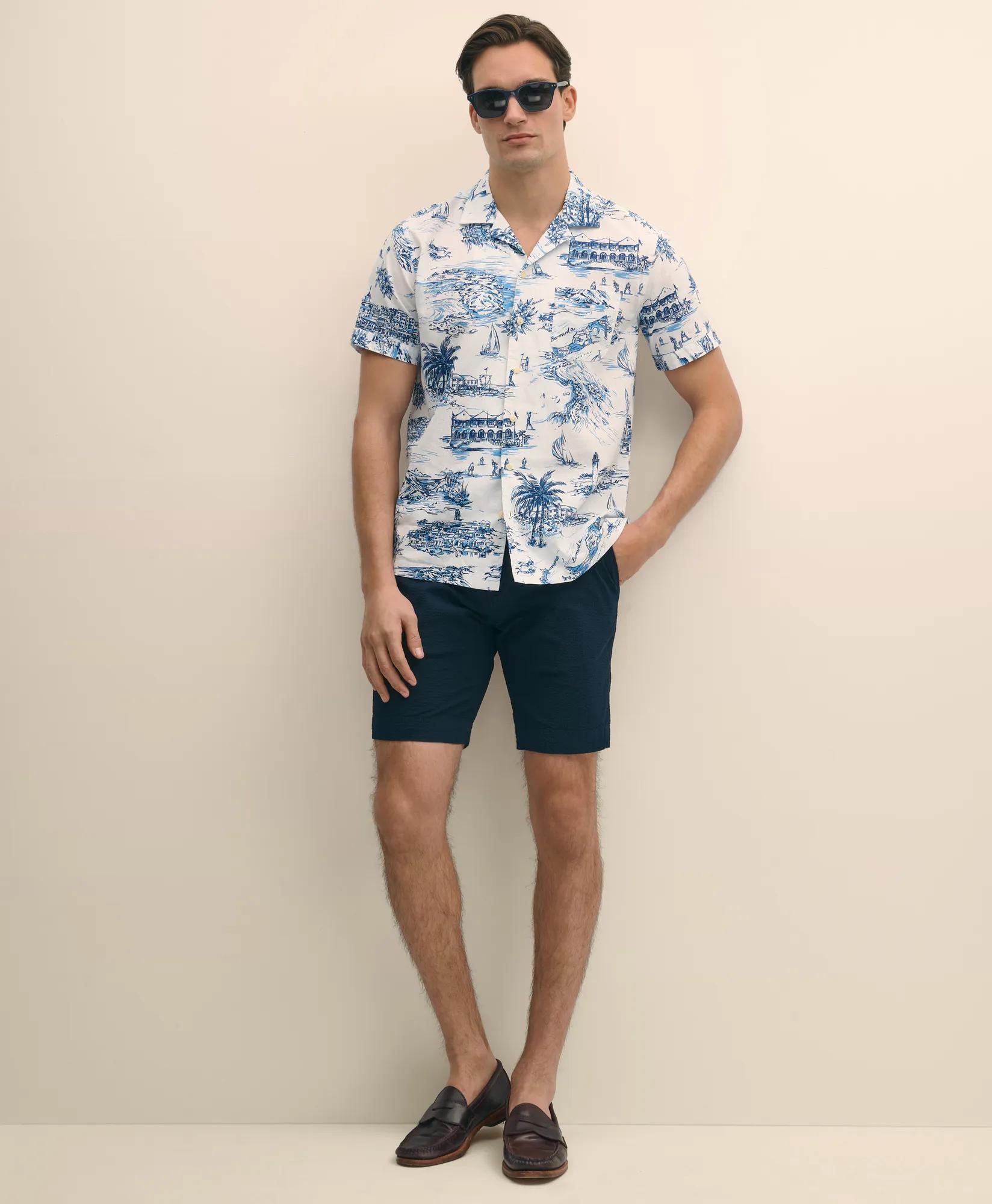 9" Washed Cotton Seersucker Shorts