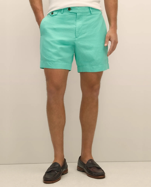 7" Linen Cotton Shorts - Turquoise