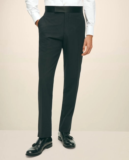 Black Fleece Tuxedo Pants in Wool-Silk