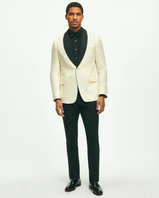 Classic Fit 1818 Herringbone Dinner Jacket In Linen-Wool Blend